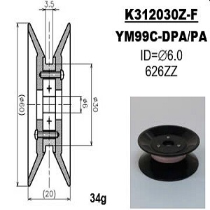 Con lăn vòng bi sứ Yuasa bearing roller guide No. K312030Z-F